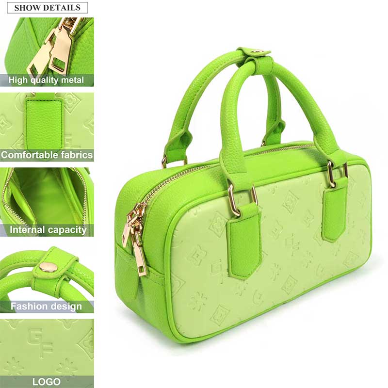 Stylish PU leather solid color shoulder handbag for women