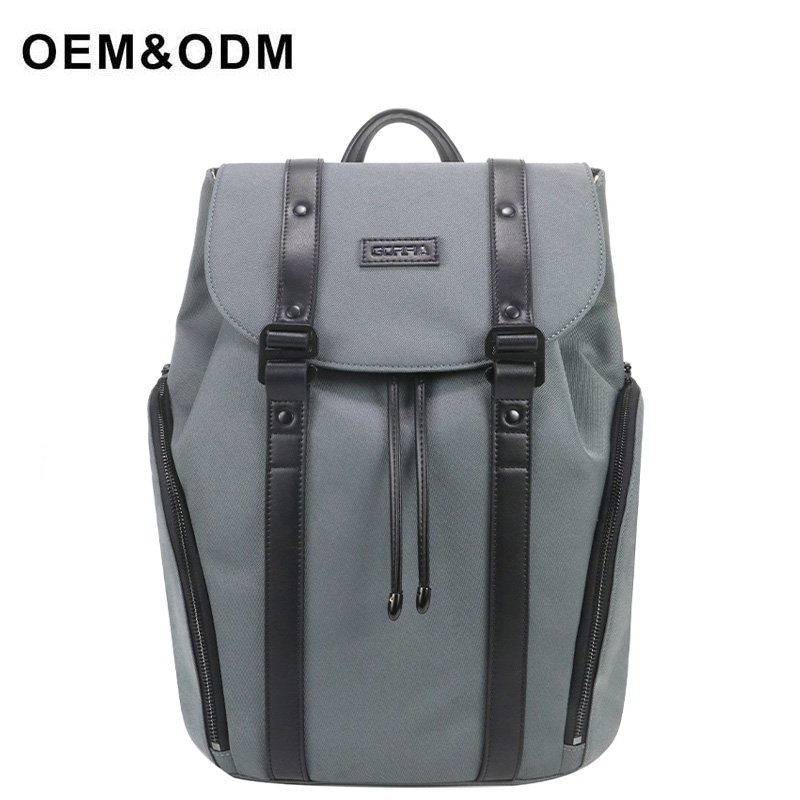 odm gray leather backpack
