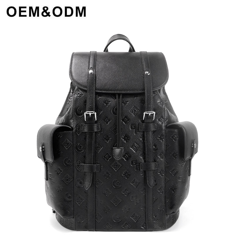 odm black leather backpack